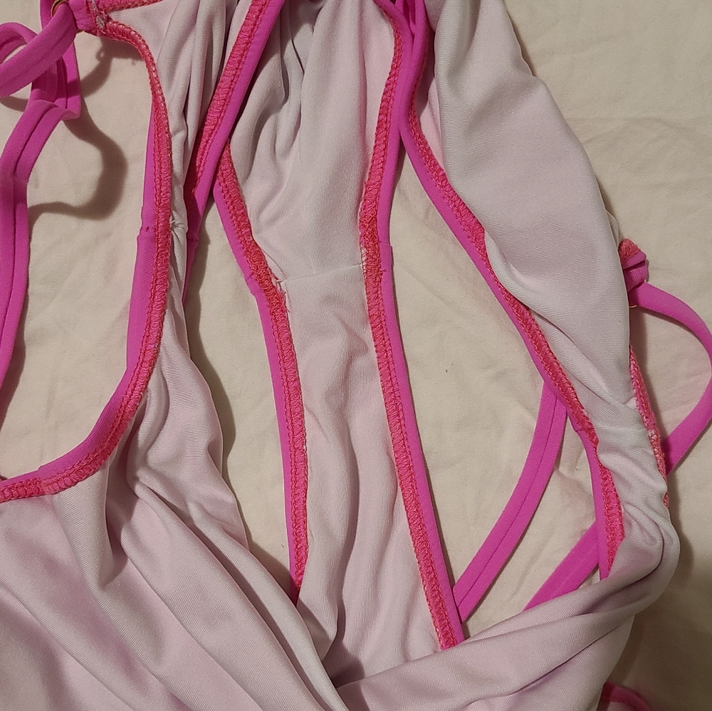 yandy • bright pink low back one piece swimsuit - Picture 9 of 10